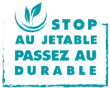 logo stop au jetable, passez au durable