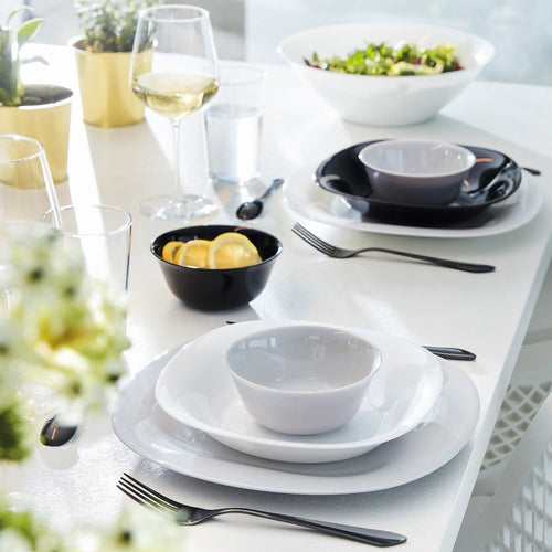 Service de table 18 pièces Carine gris et blanc