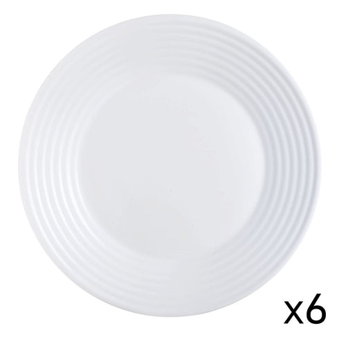Lot de 6 assiettes plates 25cm Harena blanches