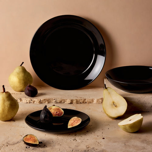 Assiette plate noire 25 cm Apy - 2