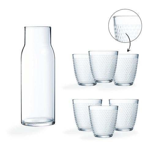 Ensemble carafe Funambule et 6 verres à eau Concepto pampille 25 cl