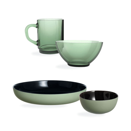 Alba/Vicky Green Breakfast Kit (4 Alba bowls/mugs + 4 Vicky 21cm bowls/mugs + 4 small bowls)