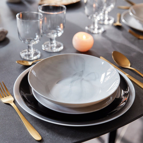 6 assiettes creuses  Diwali Marble Gris 20cm - 2