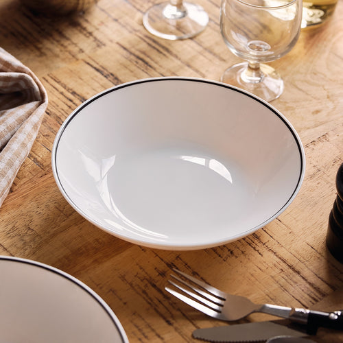 Assiette creuse blanche filet noir 20 cm Diwali