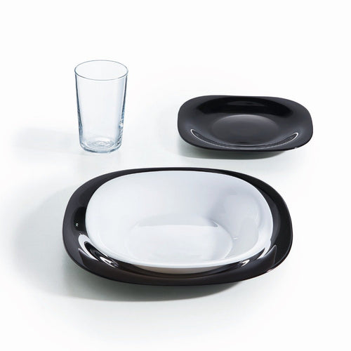 Service de table 18 pièces Carine noir et blanc