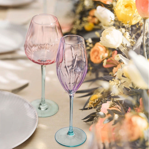 Set of 12 Swirly Spring glasses (flute 21 + vap 47 + gob 36 cl)