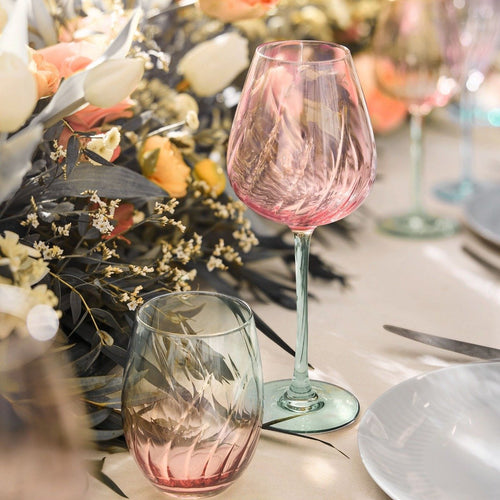 Set of 12 Swirly Spring glasses (flute 21 + vap 47 + gob 36 cl)