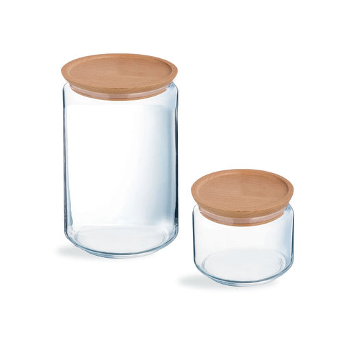 Lot de deux pots de conservation Pure Jar Wood- 1L + 0,5L